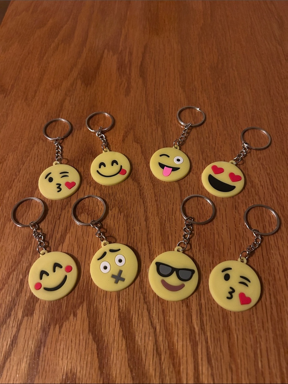 Set of 8 Yellow Emoji emoticon Keychains